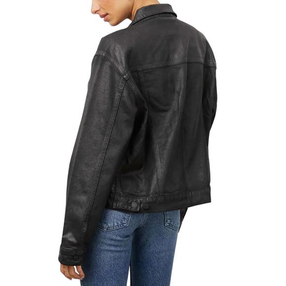 NEW RAILS mulholland trucker jacket in coated noir - Picture 2 of 3